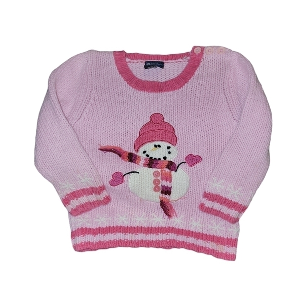 The children’s place size 24 months pink sweater with snowman graphic - Picture 1 of 7